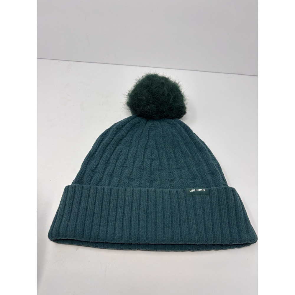 Lululemon Cable Knit Pom‎ Beanie Plush One Size Storm Teal 50195